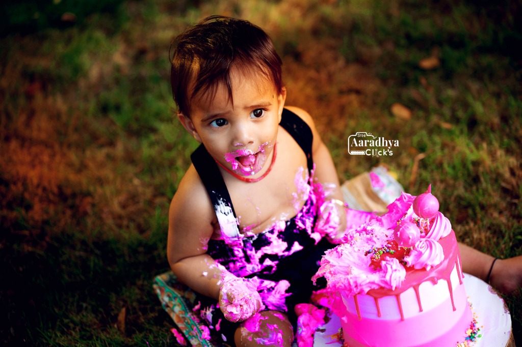 Cake Smash Pink Frosting Smile