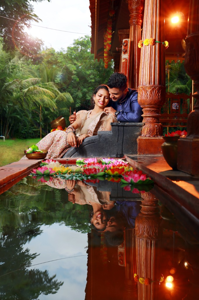 Lotus Reflection Pond Couple Portrait
